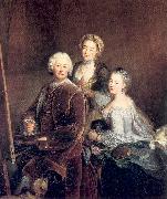 PESNE, Antoine The Artist at Work with his Two Daughters oil painting